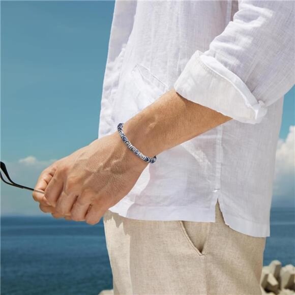 Mens Beaded Bracelet Boho Stainless Steel Wristband Jewelry Gift for Him - Picture 2 of 7